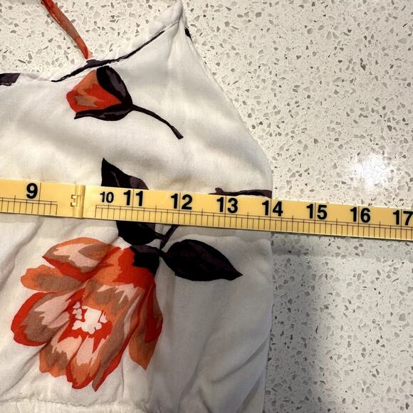 Volcom Floral Halter Maxi Dress XS White Orange Backless Boho, Resort, Beach - Picture 8 of 9